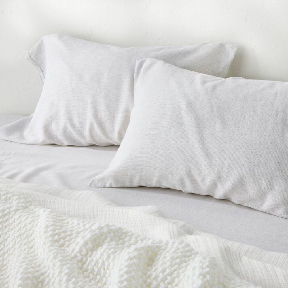 King 100% Linen Pillowcases Dark Gray Micro Striped - Casaluna